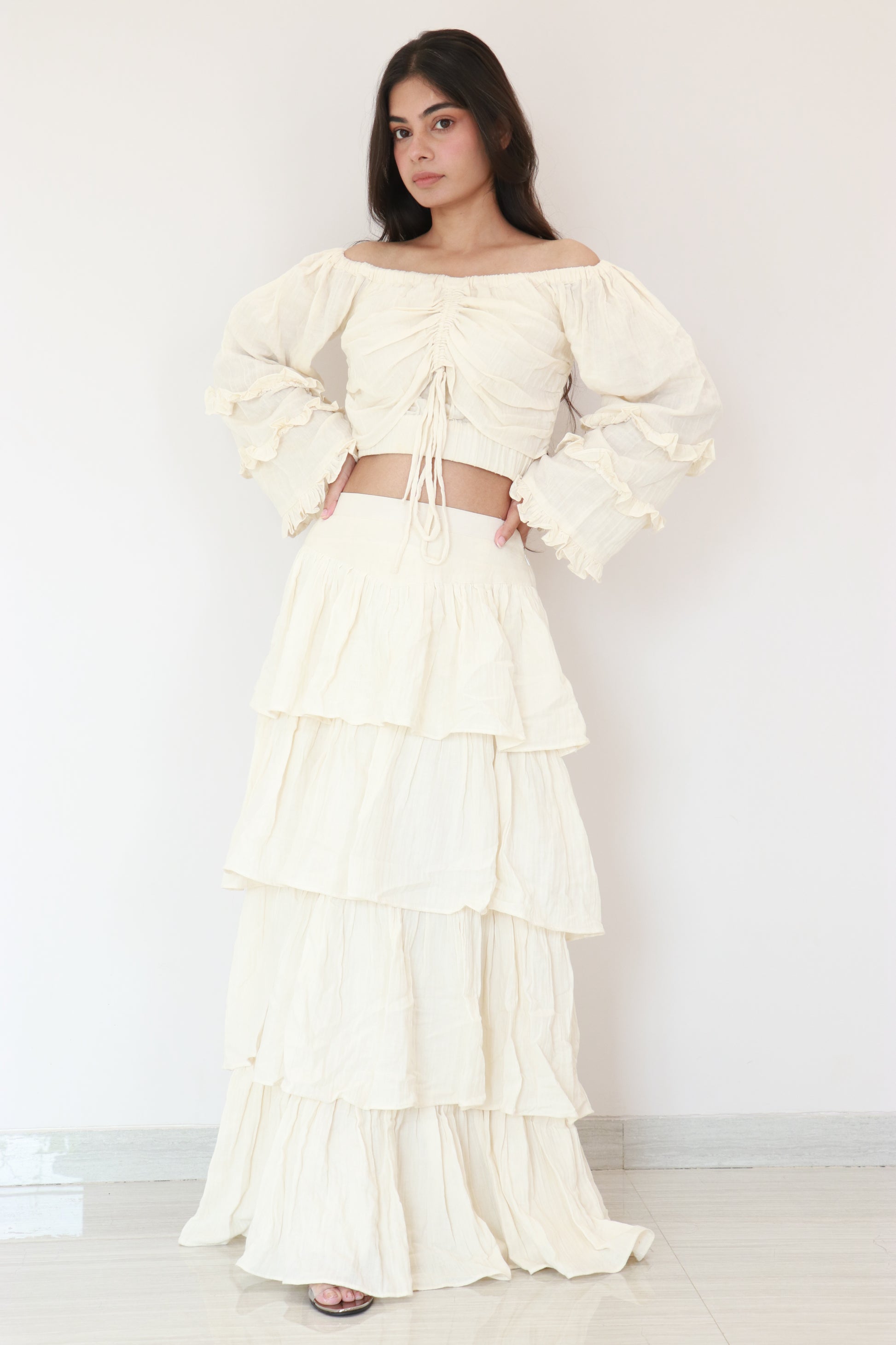 Soft, breathable frill skirt & top for resort wear.